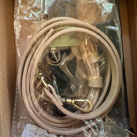 Bandolier designer phone case cross body bag iPhone 15 ProMax strap tan gold - Picture 6 of 12